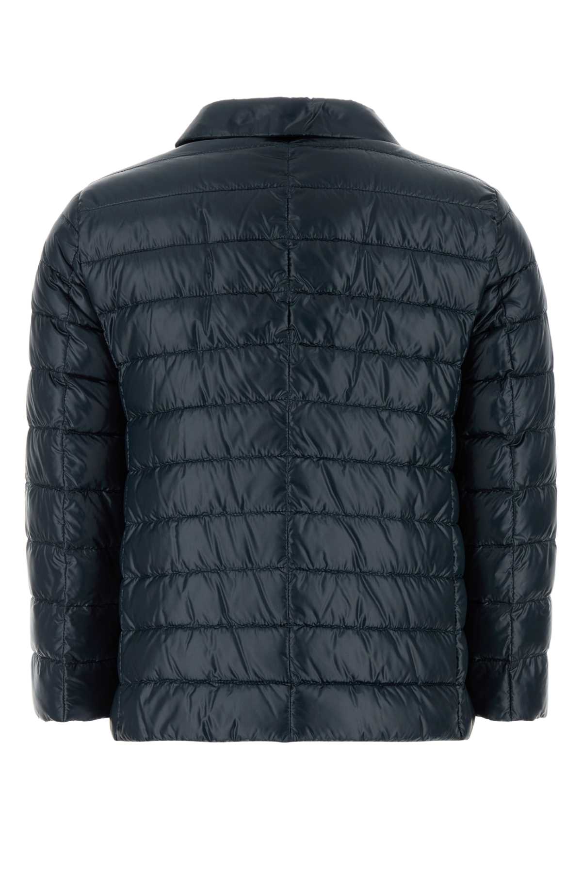 【送料&関税込】Herno Blue Down Jacket With Collar And Brand Herno Blue Down Jacket With Collar And Branded Buttons In