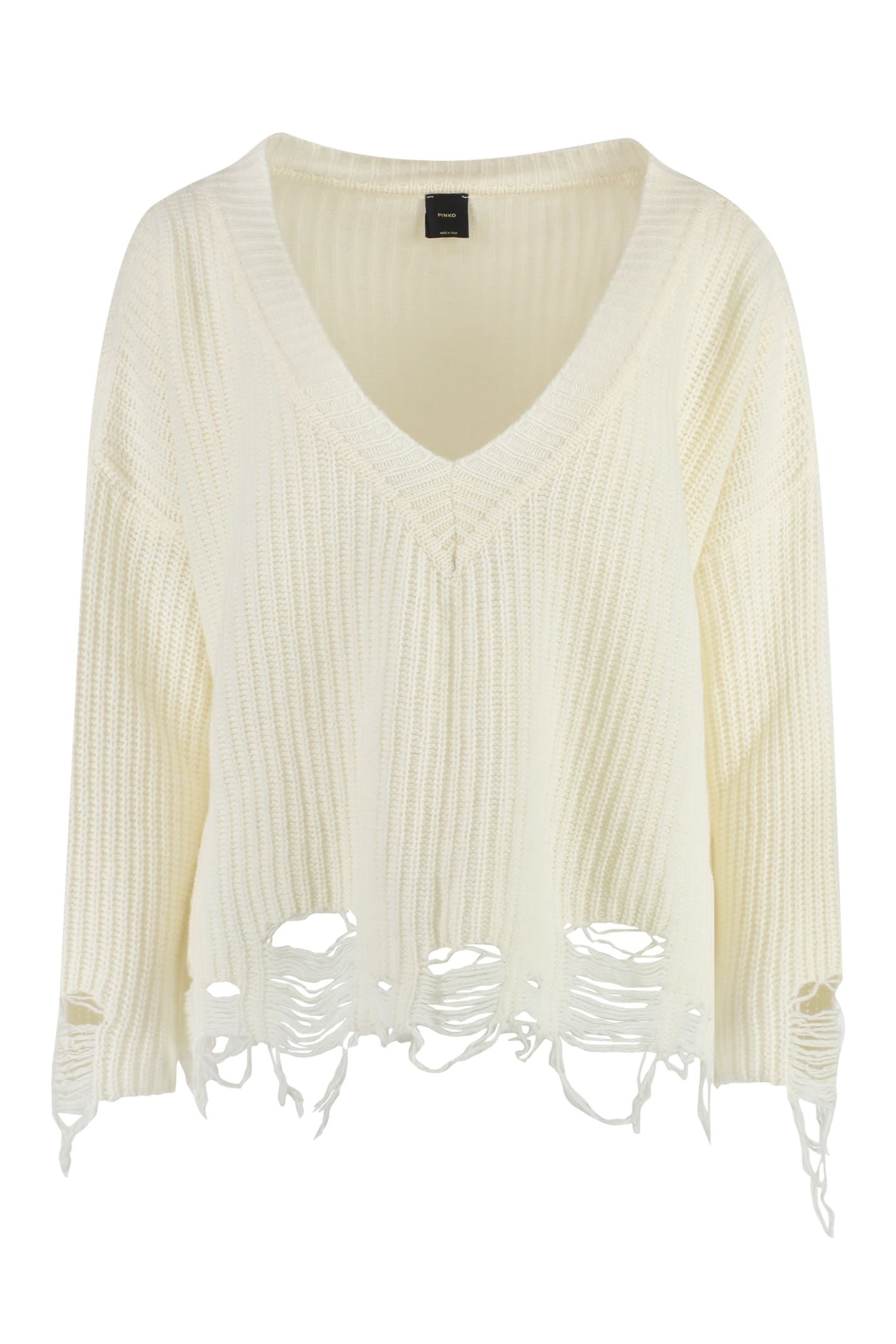 Shop Pinko Ostrica Wool Pullover In Panna