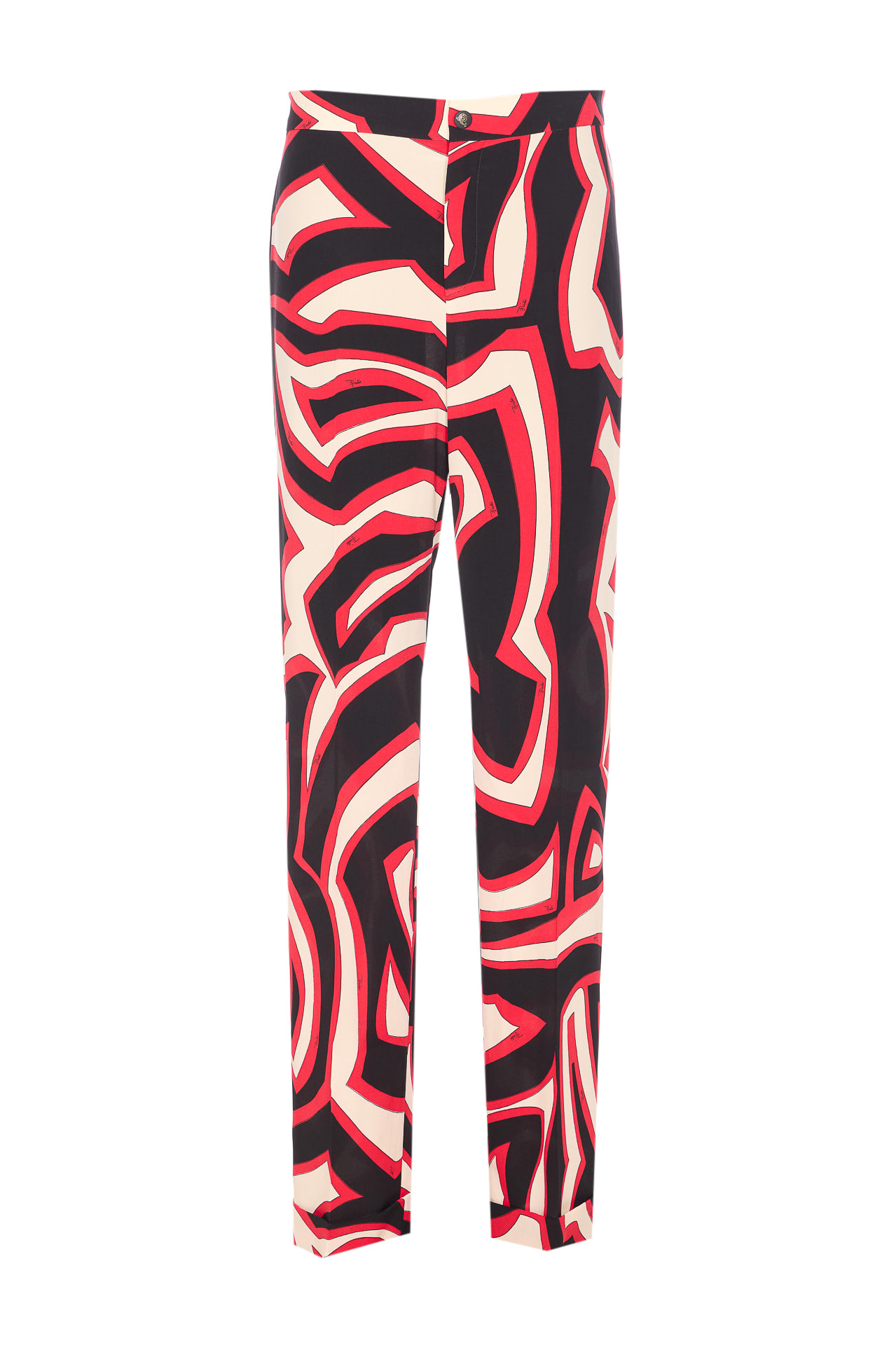 Pucci Multicolor Straight Leg Trousers And Pockets In Red