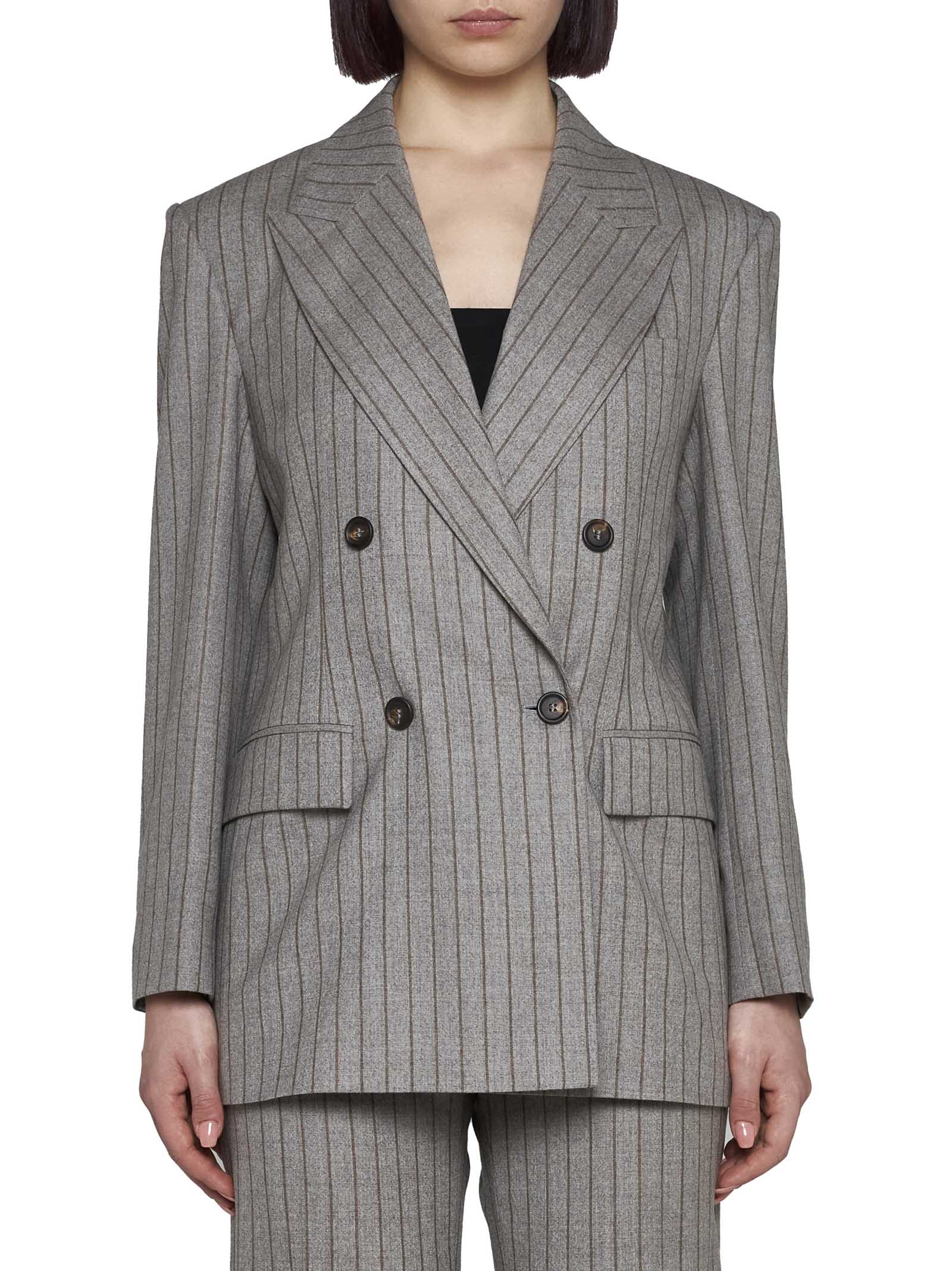 Shop Brunello Cucinelli Blazer In Taupe/tabacco