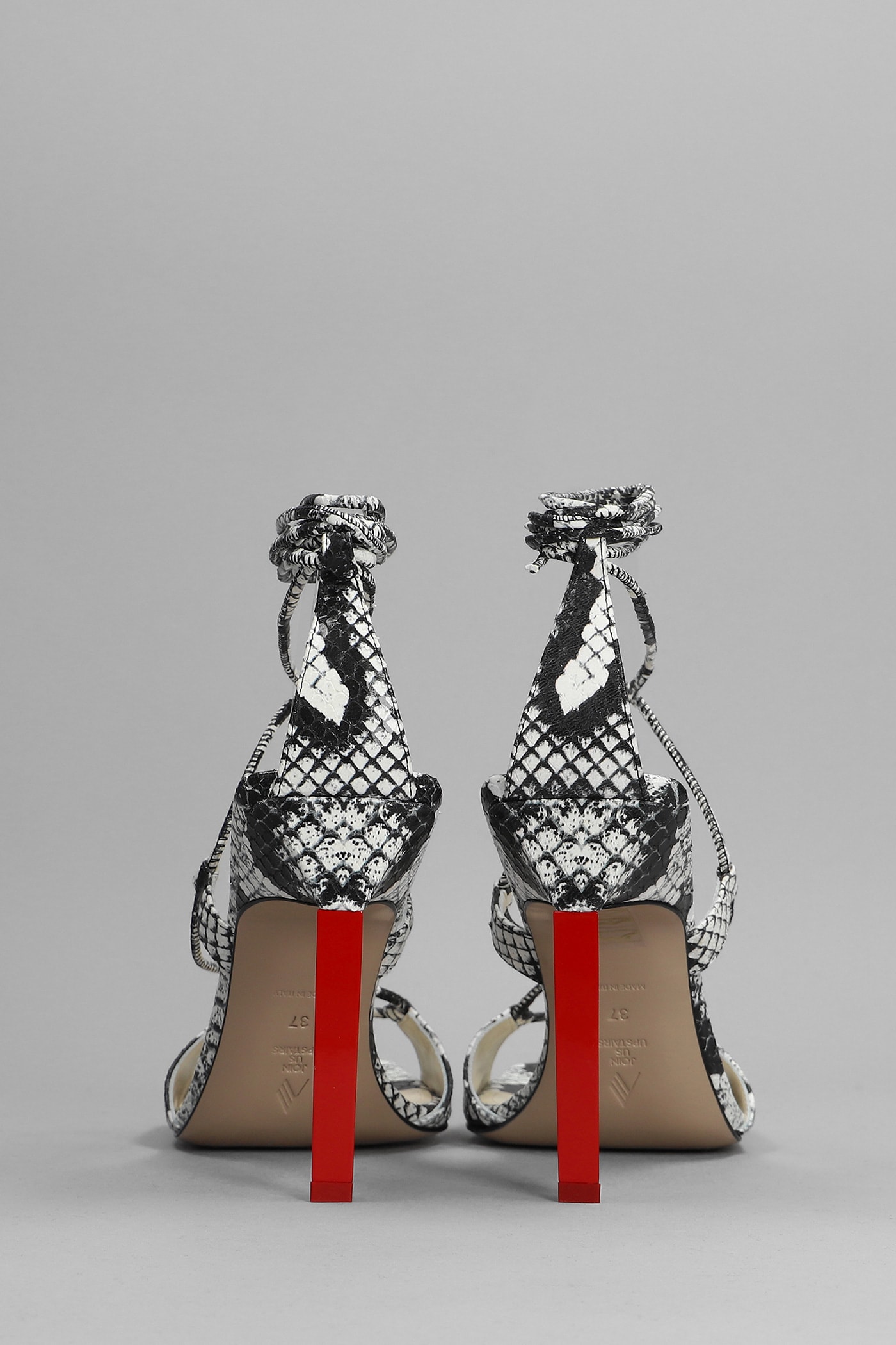 Attico Adele Snakeskin-print Sandals In Black And White Leather Woman In Piton