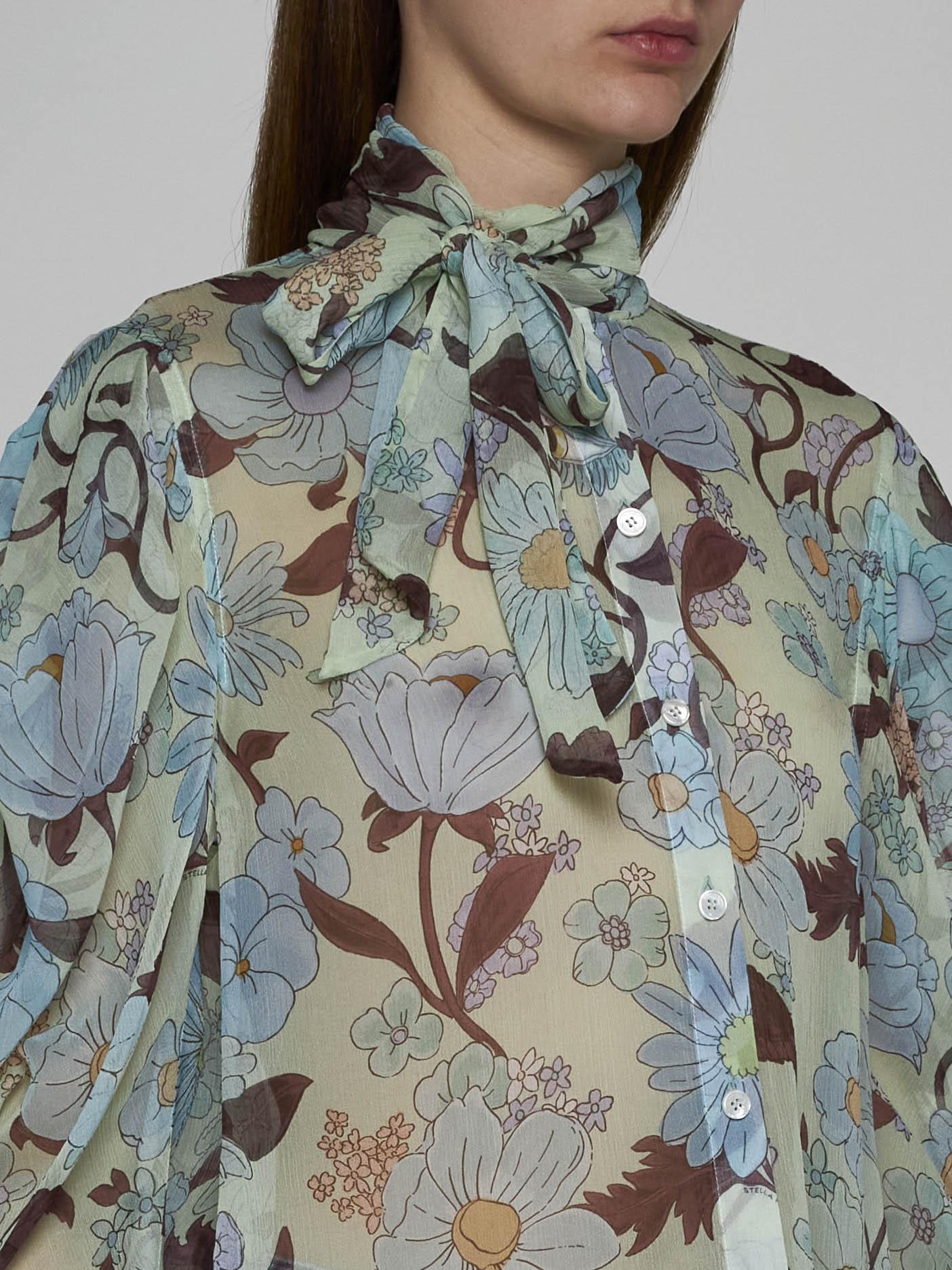 Shop Stella Mccartney Floral Print Silk Shirt In Multicolor