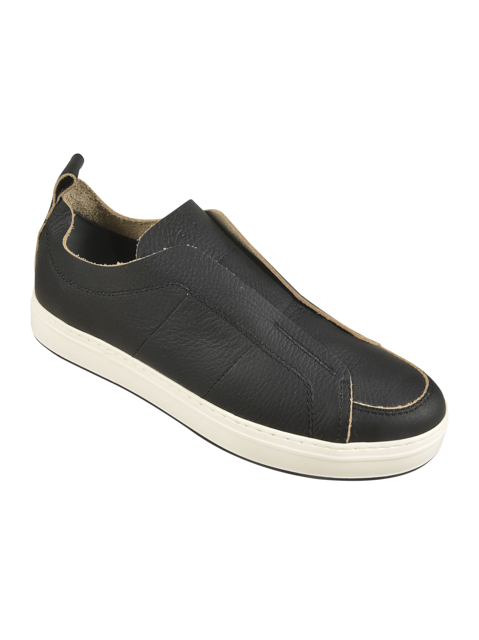 Hogan Black Leather Sneakers With Design In Black