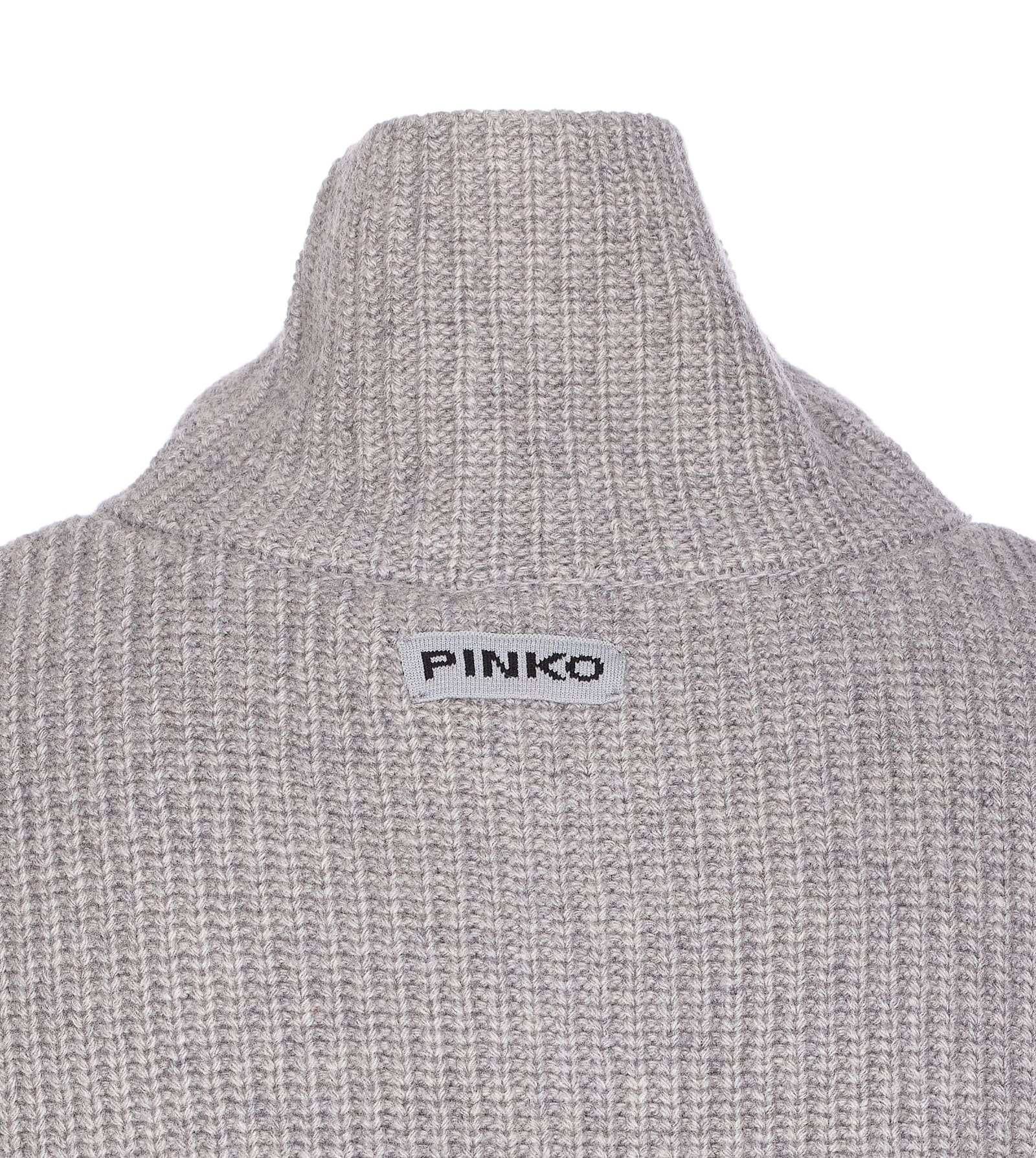 Pinko Cipro Knitted Neck Warmer With Zip In Gray