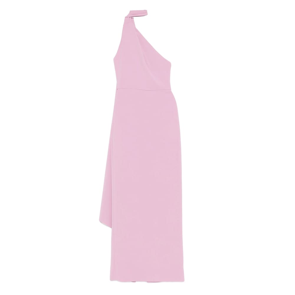 Solace London One-shoulder Drape Dress In Pink