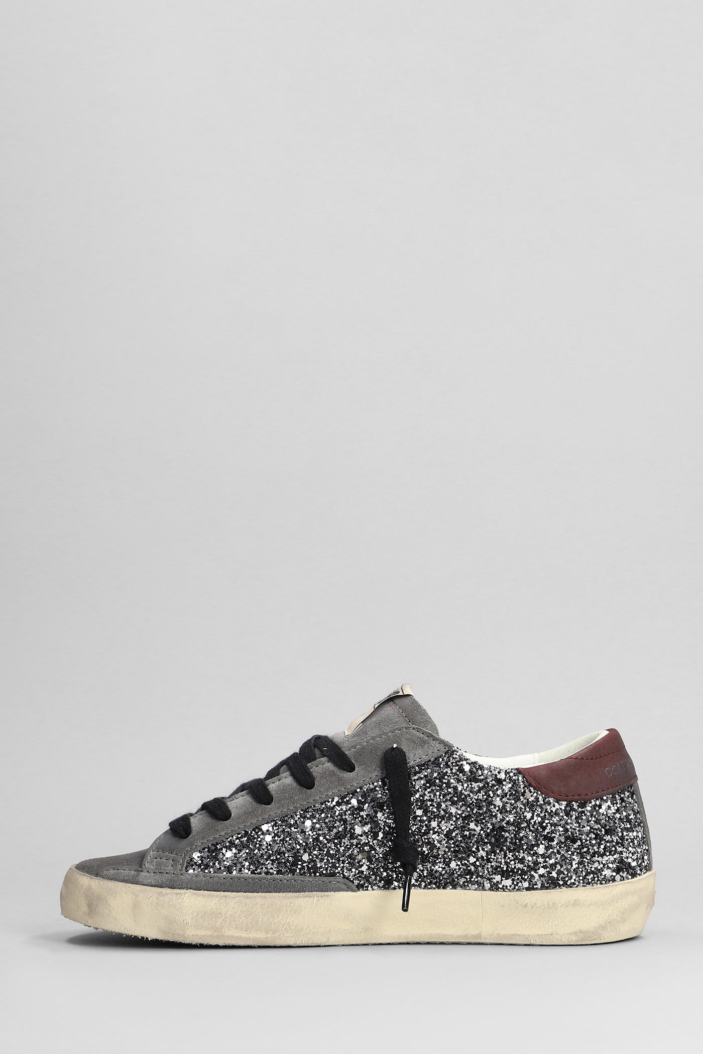 Golden Goose Glitter Super Star Sneakers In Gray
