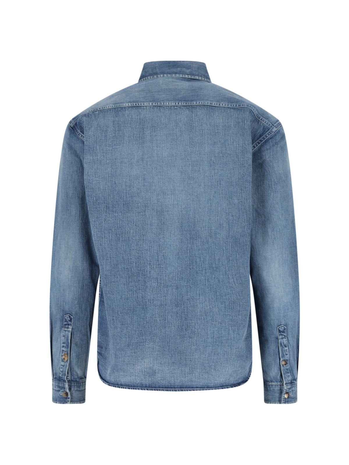 Saint Laurent Cassandre' Blue Cotton Shirt In Blue