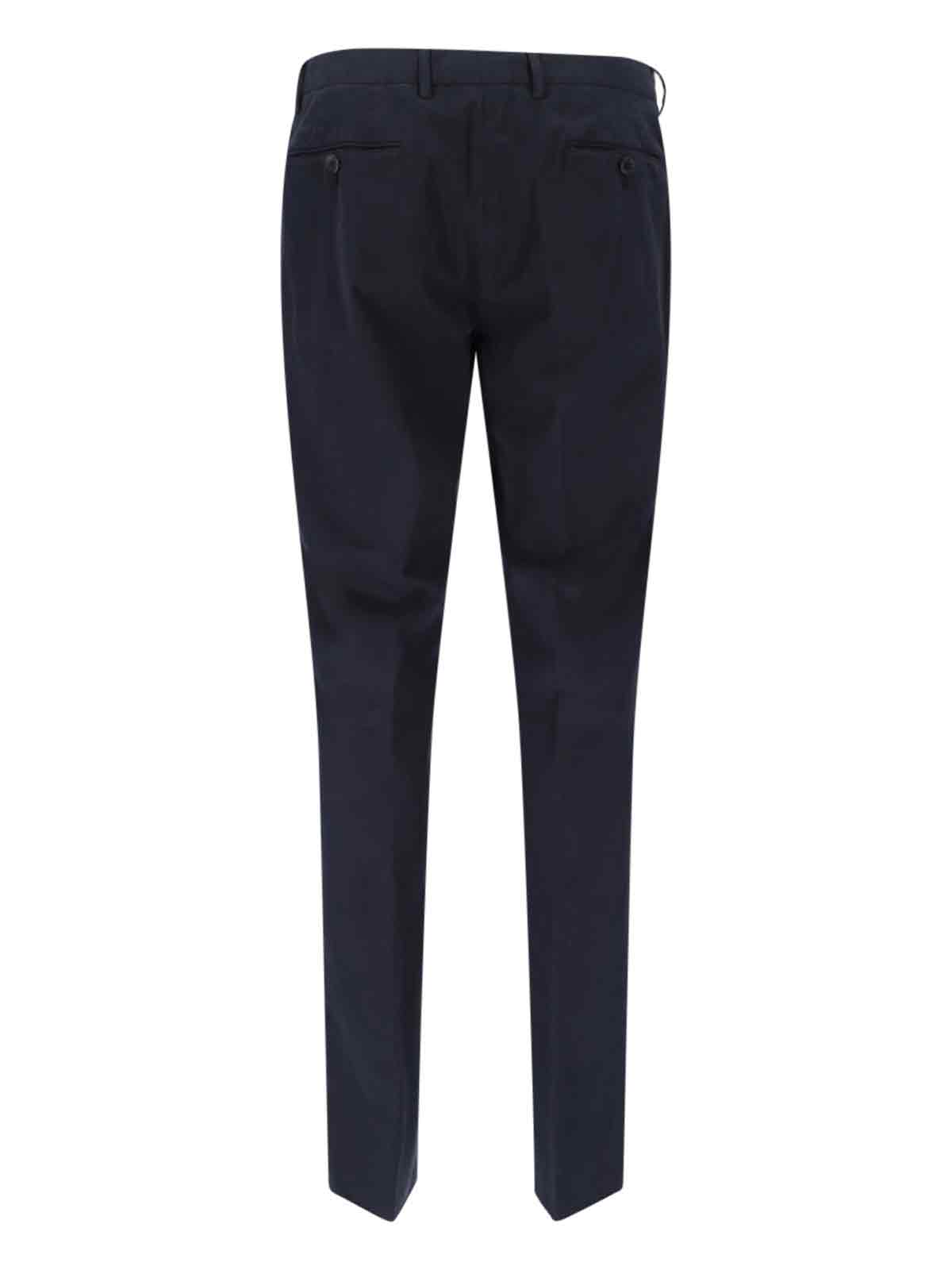Zegna Straight Leg Trousers With Pockets And Loops In Blue