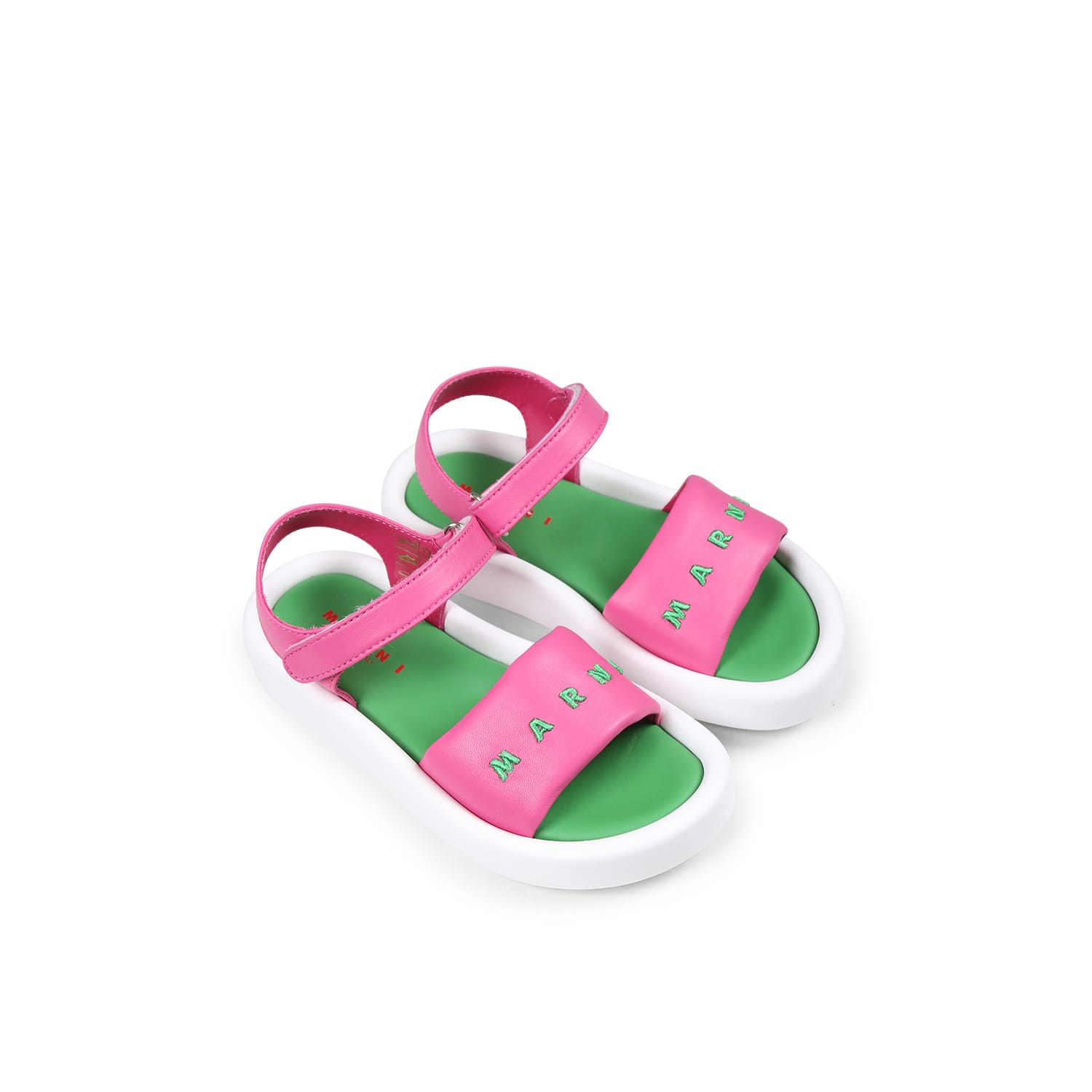 Marni Logo-embroidered Sandals In Fuchsia