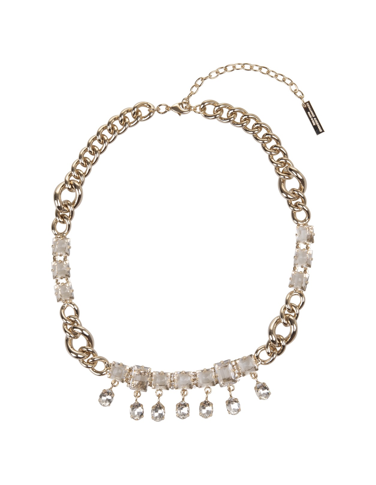 Shop Ermanno Scervino Chain Necklace With Stones In White