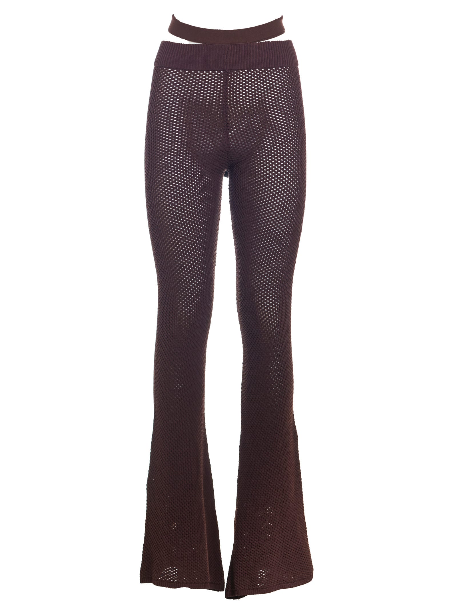 ANDREADAMO Fishnet Knit Pants With Cut Out Belt