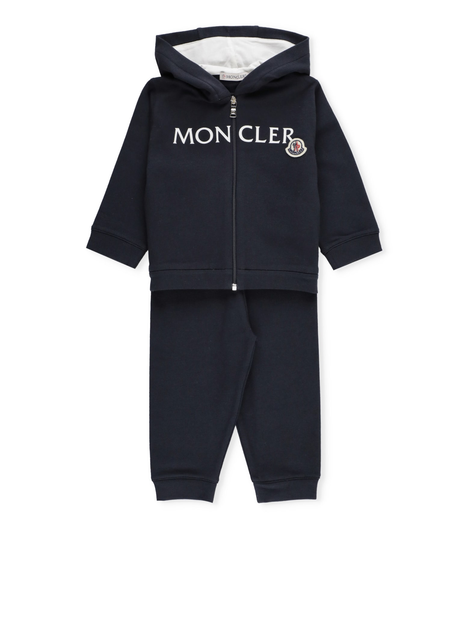 Moncler Babies' Two Pieces Suit With Logo In Blue