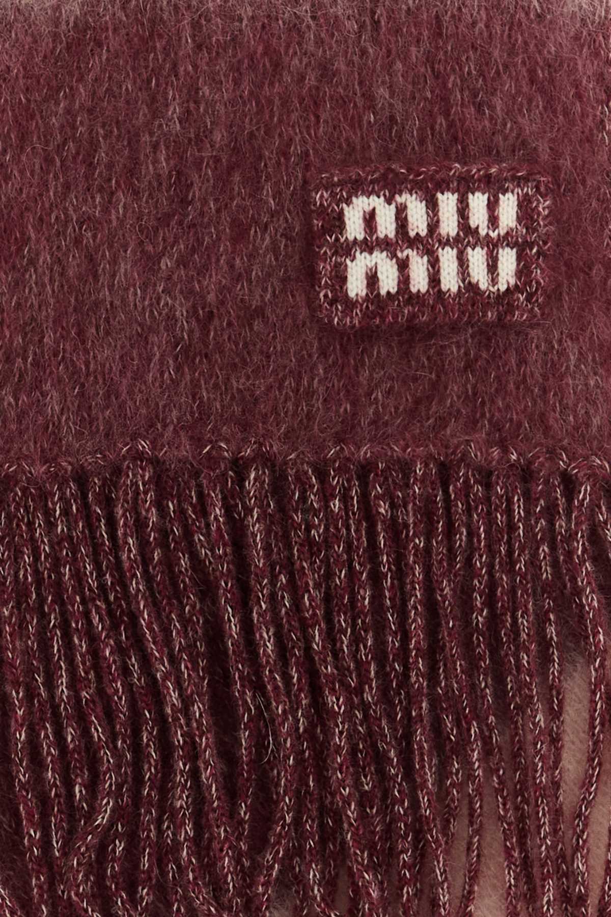 Miu Miu Embroidered Mohair Blend Scarf In Burgundy
