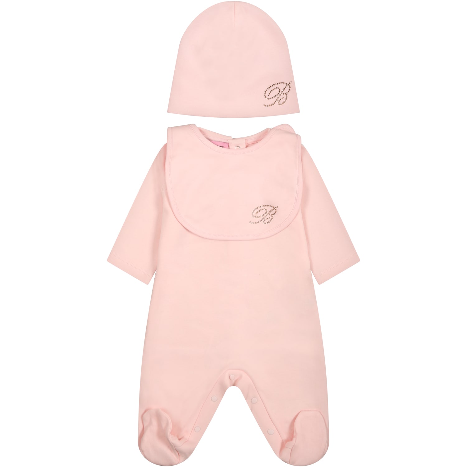 Blumarine Pink Set For Baby Girl With Logo