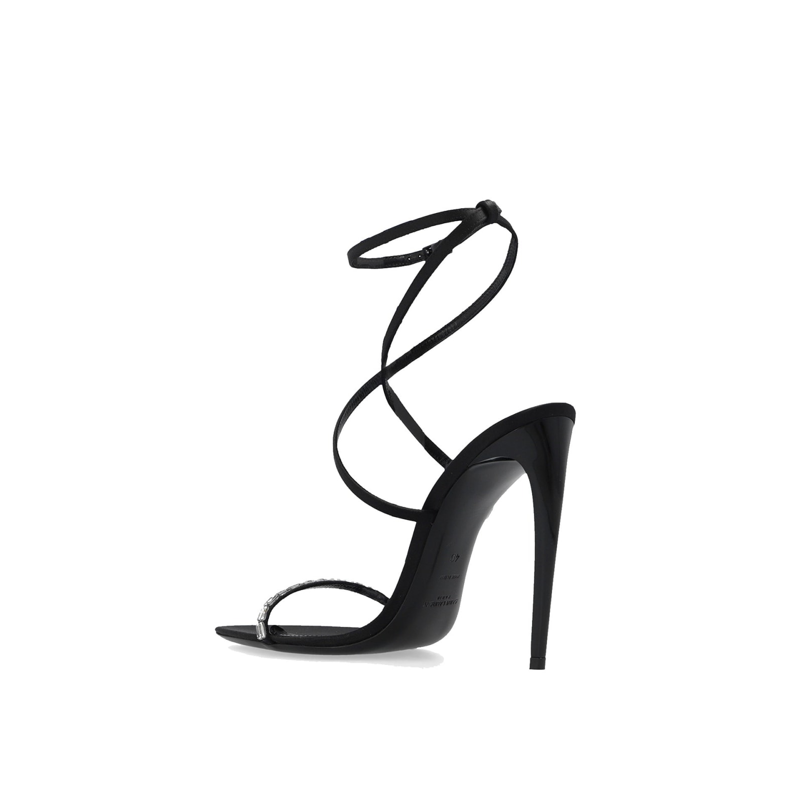 Shop Saint Laurent Satin Sandals In Black