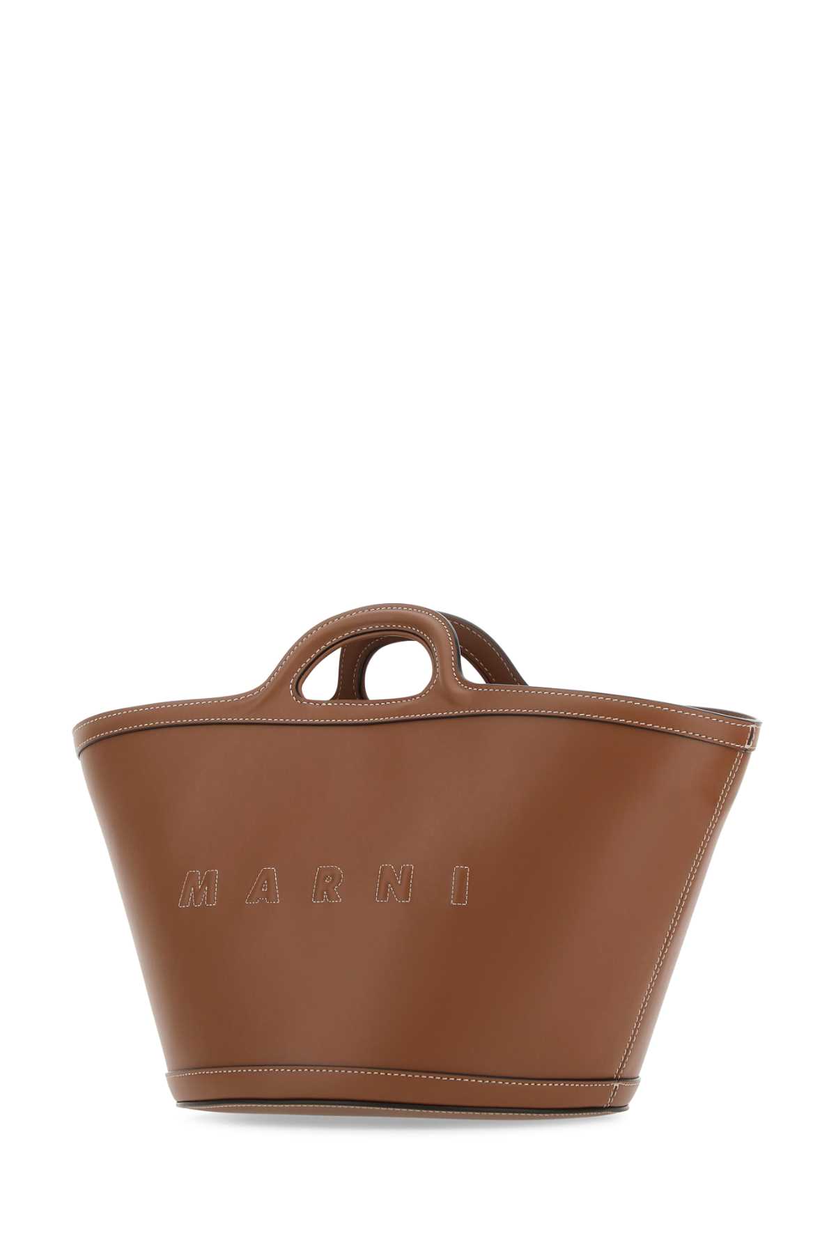 Marni Brown Leather Small Tropicalia Handbag In 00m29