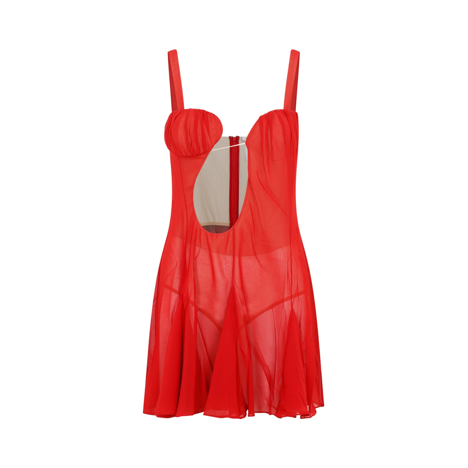 Shop Nensi Dojaka Asymmetrical Panel Godet Mini Dress In Red