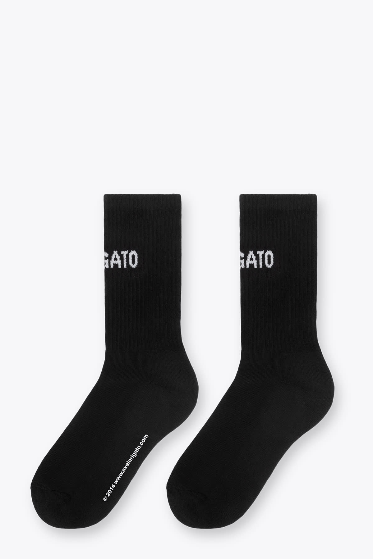 Axel Arigato Logo Tube Socks Black ribbed cotton socks with logo