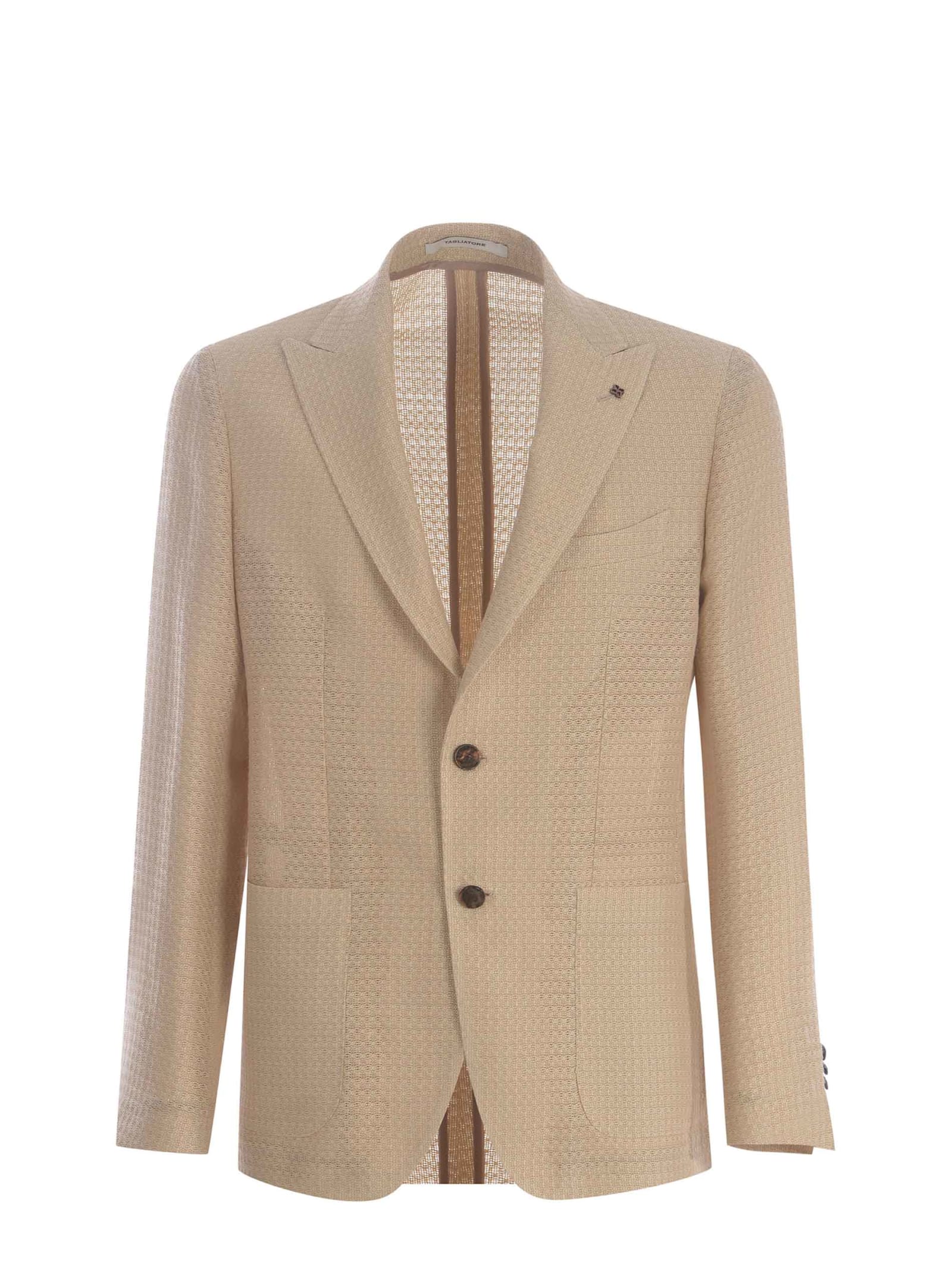 Single-breasted Jacket Tagliatore Made Of Linen And Viscose