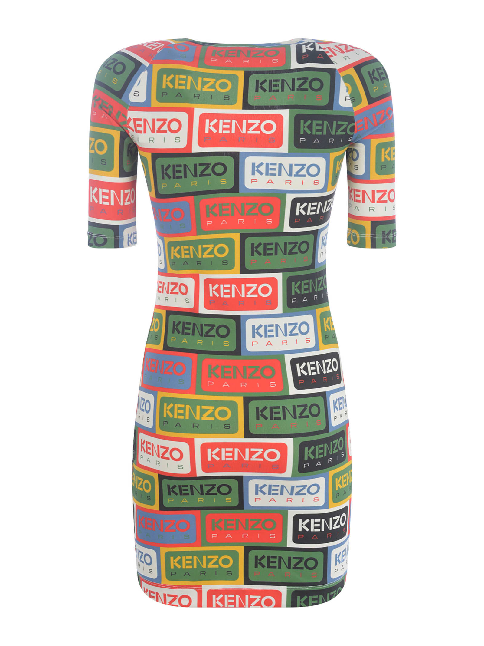 Shop Kenzo Mini Dress   Labels In Jersey In Multicolor