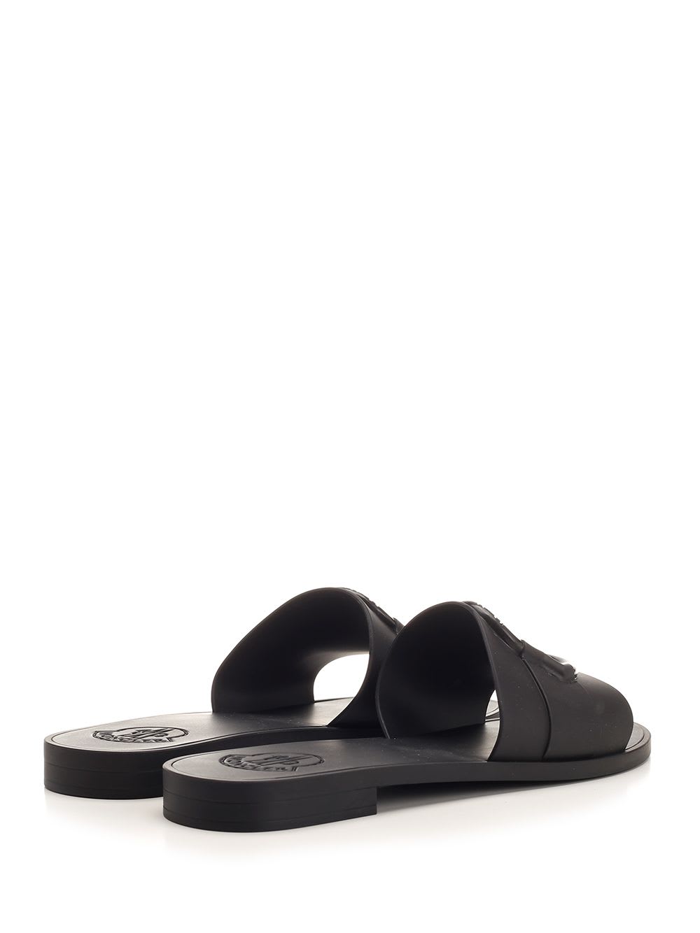 Shop Moncler Black Mon Flat Sandal