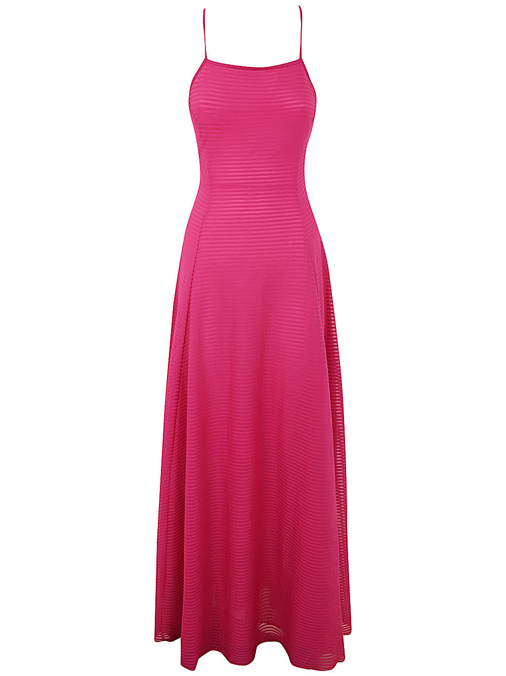 Emporio Armani Striped Long Dress In Electric Pink