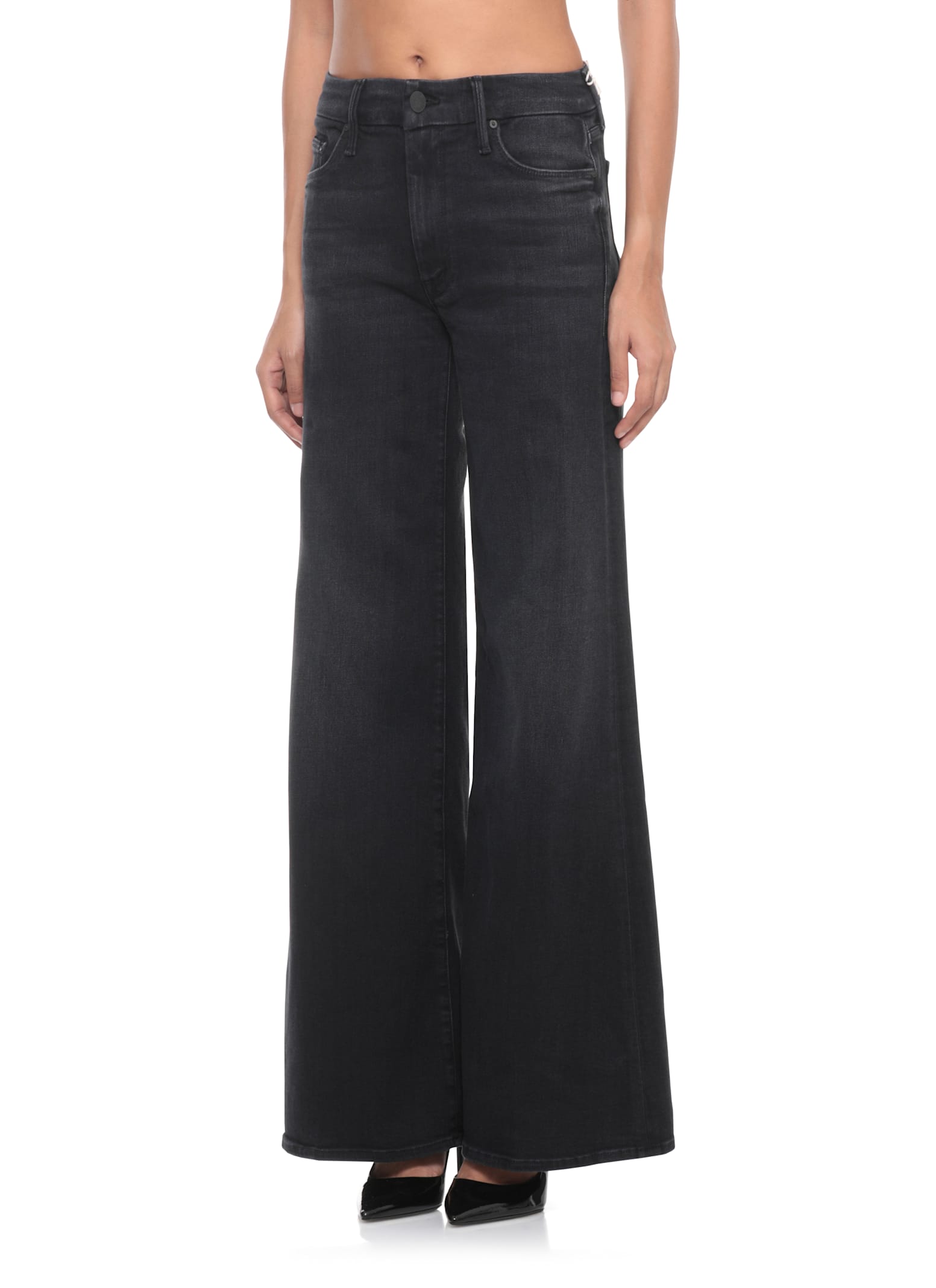 Mother The Roller Fray Night In Venice Jeans In Black