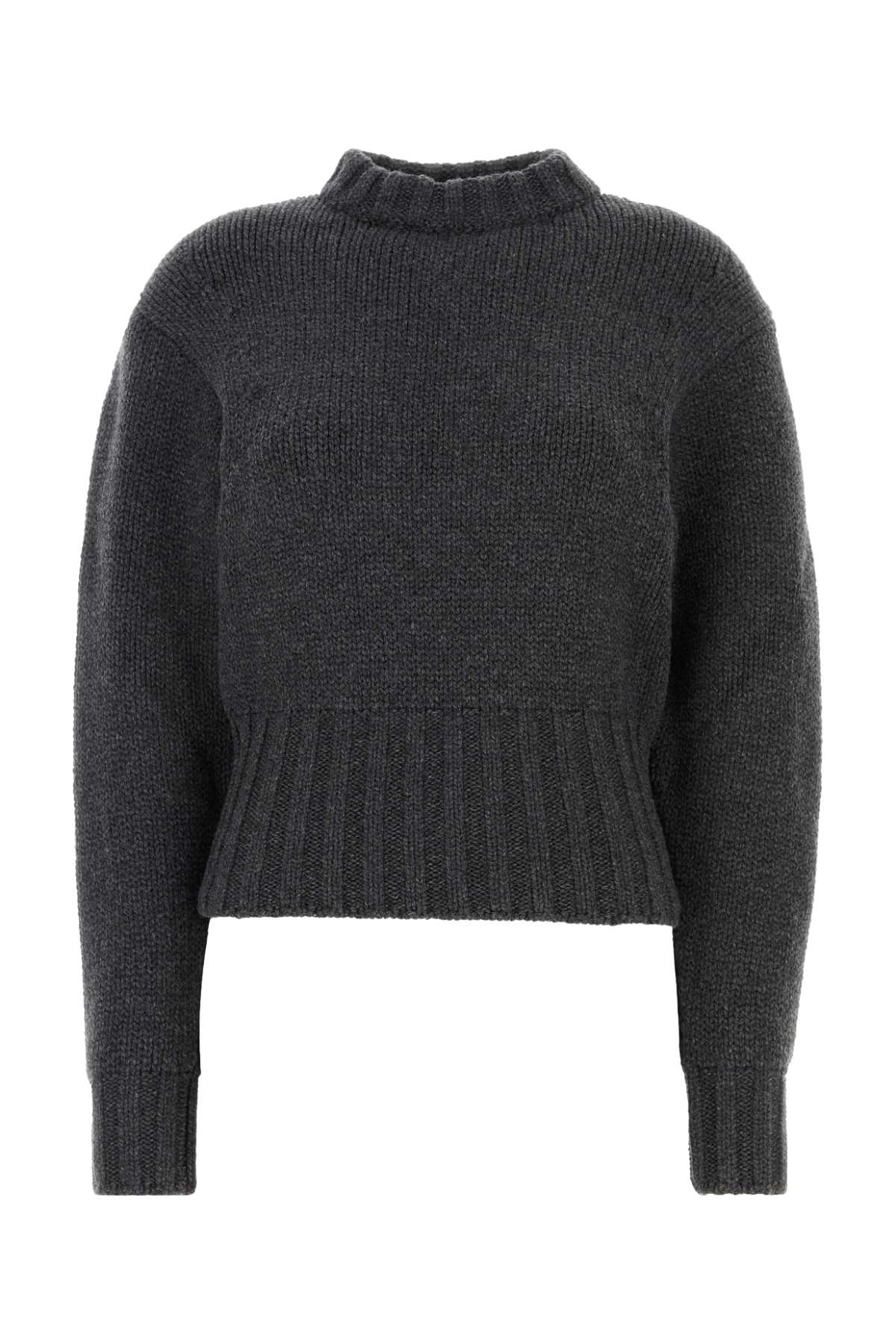 Shop Alexander Mcqueen Melange Dark Grey Stretch Wool Blend Sweater In Greymelange