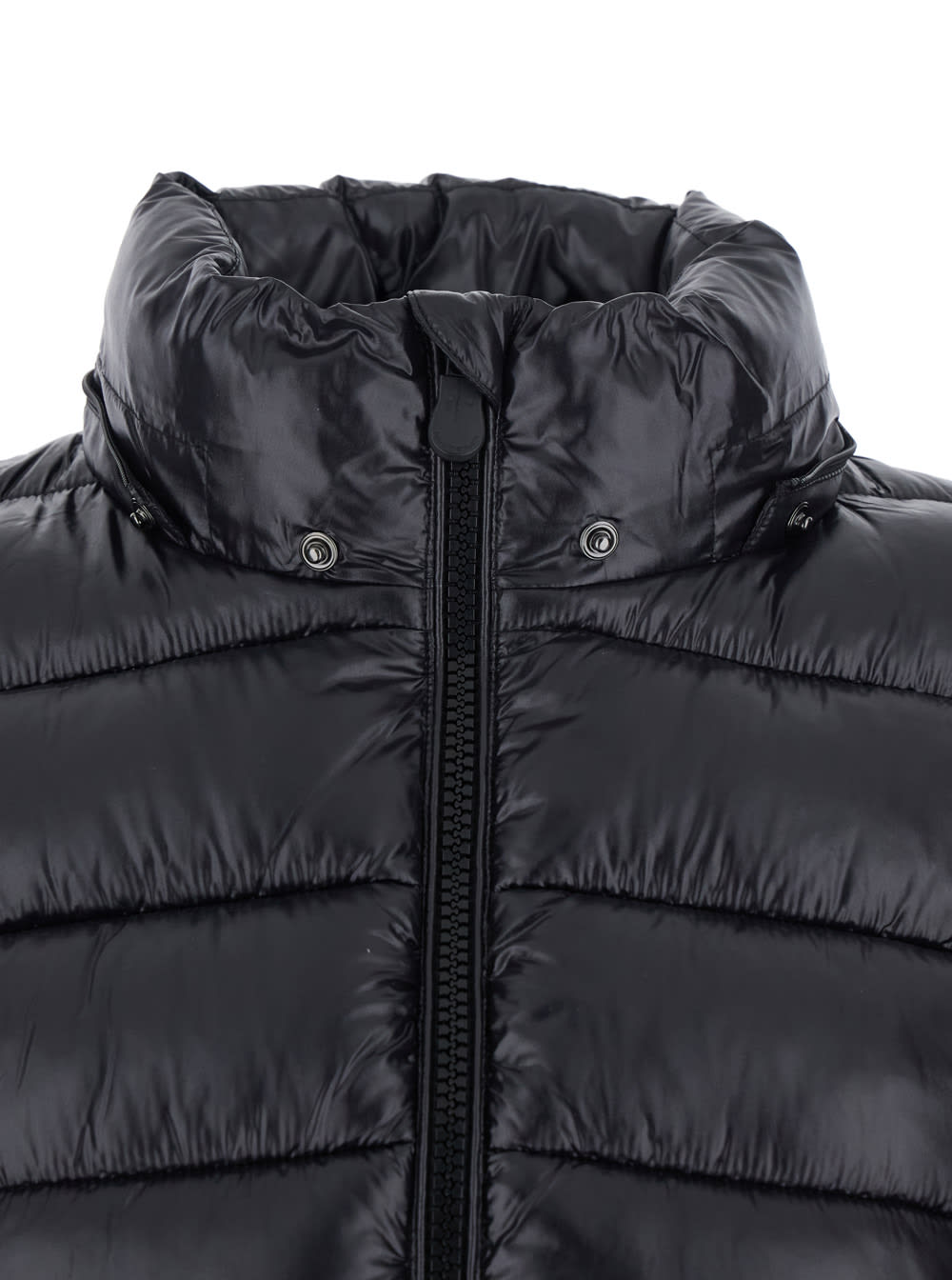 Save The Duck Cosmary Black Down Jacket With Removable Hood And Logo Patch On The Sleeve In Tech Fabric Woman In Black