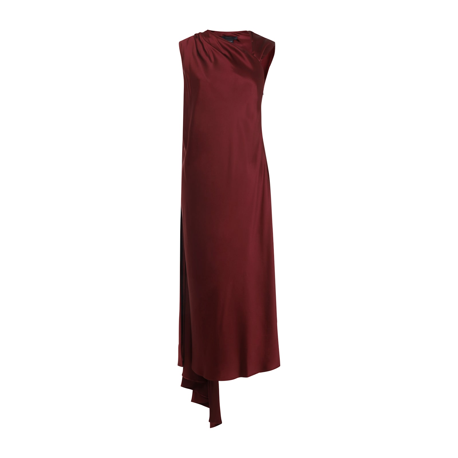 Max Mara Silk Midi Dress With Asymmetric Draped Detail In Red