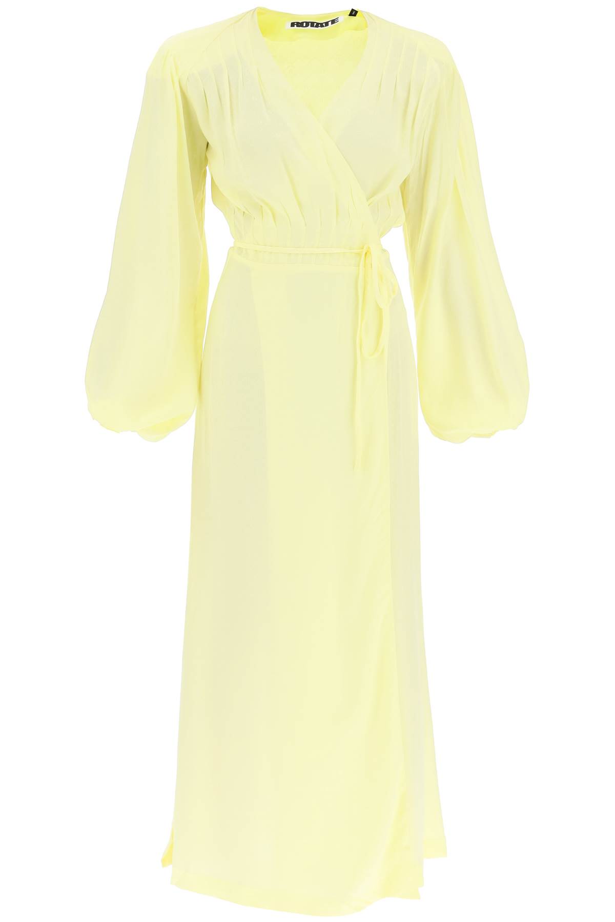 Rotate Birger Christensen Marisol Jacquard Woven Midi Wrap Dress In Elfin Yellow (yellow)