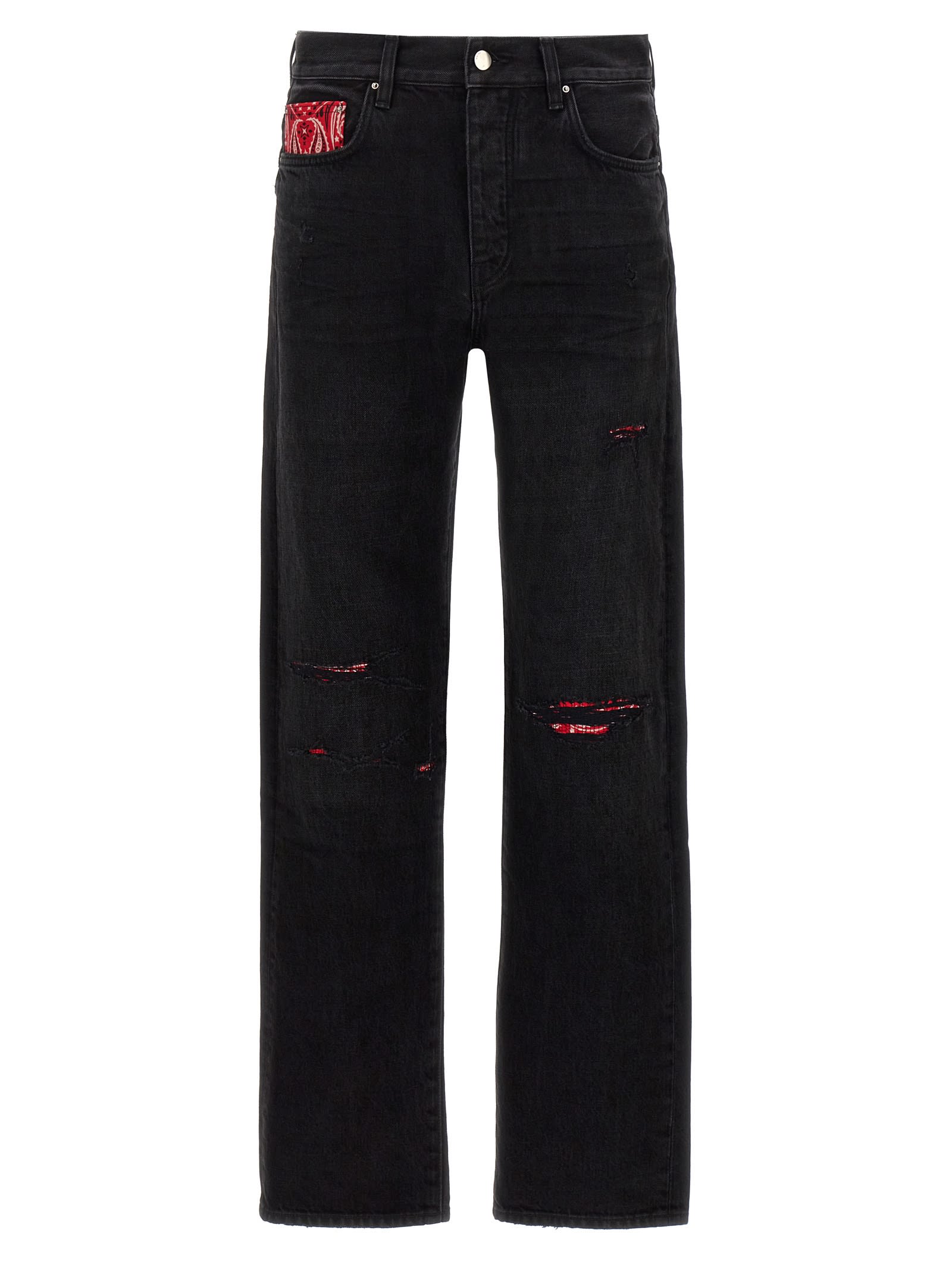 Shop Amiri Bandana Repair Jeans In Black