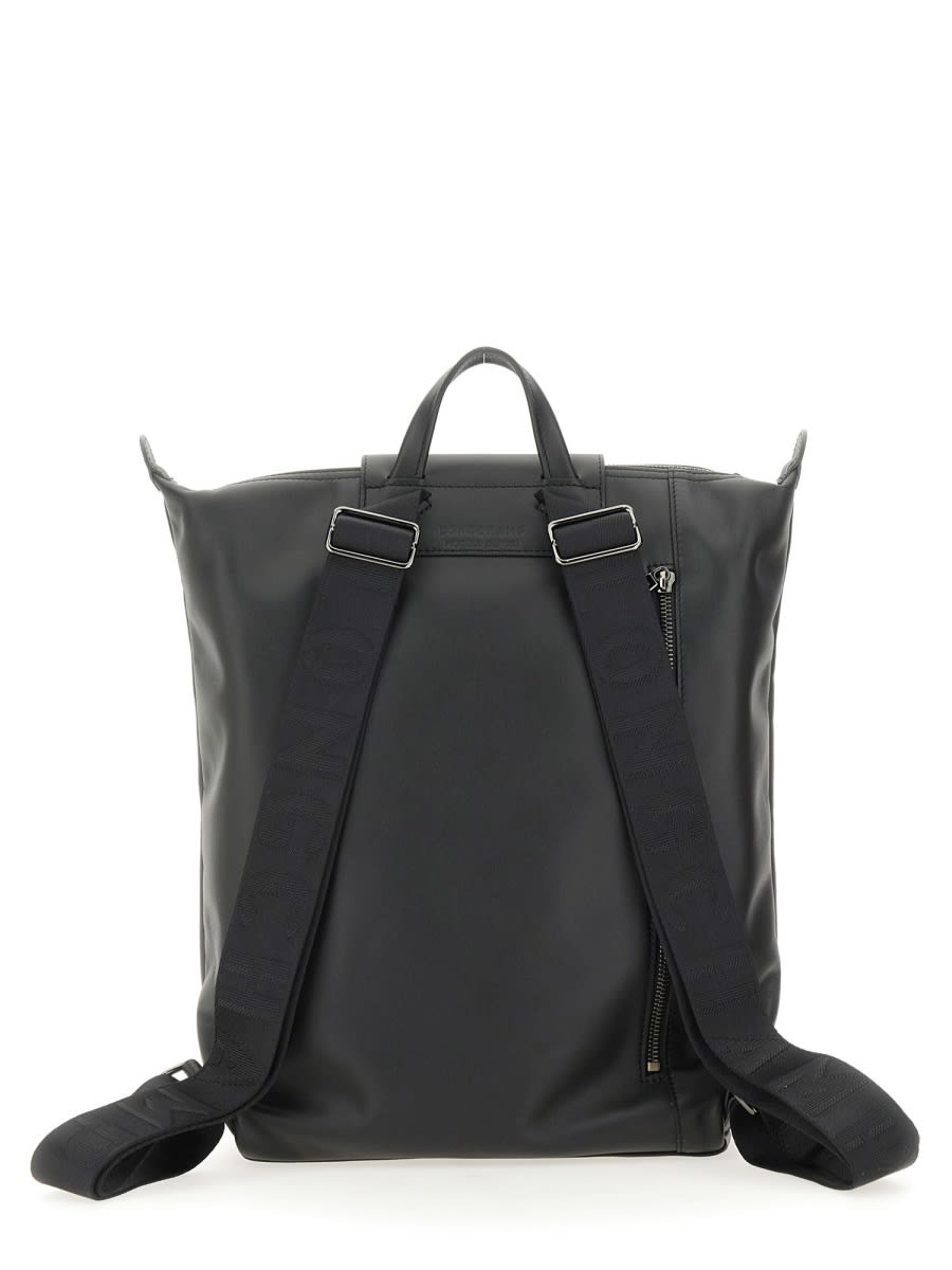 Longchamp Adjustable Straps Front Flap Top Handle Backpack In Black
