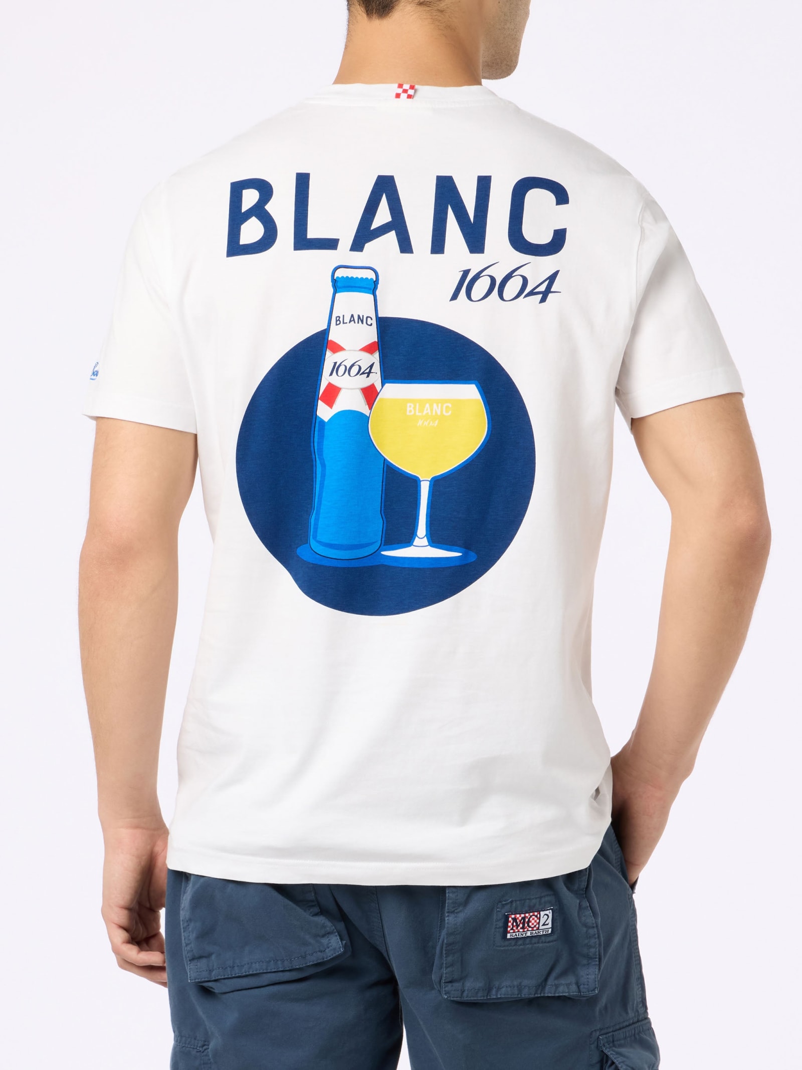 MC2 SAINT BARTH COTTON T-SHIRT WITH BLANC 1664 PRINT AND EMBROIDERY BLANC 1664 SPECIAL EDITION