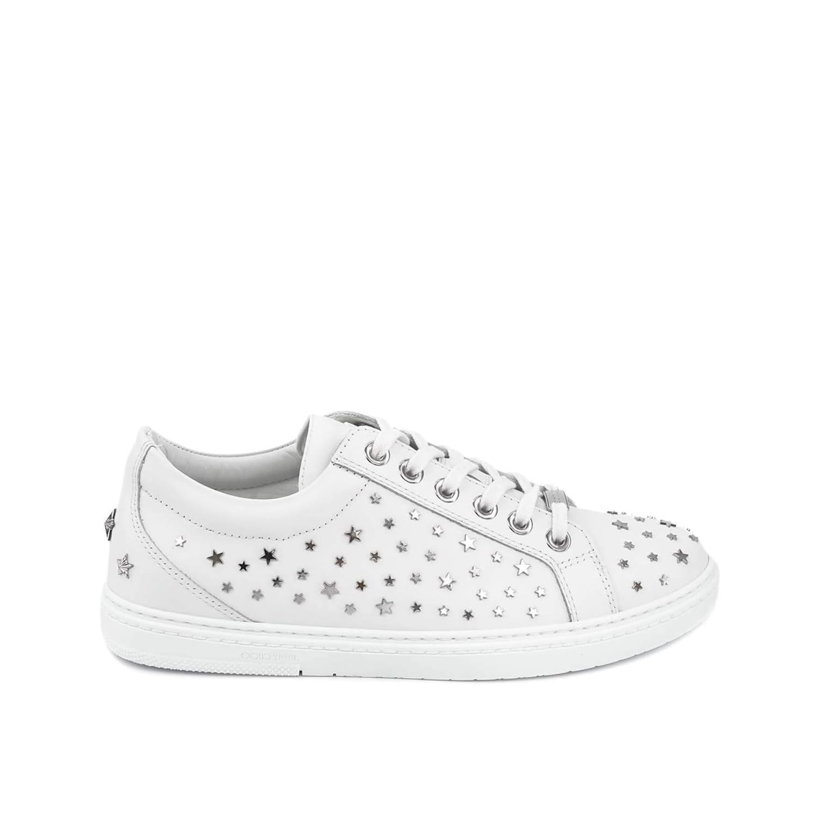 Jimmy Choo Cash Star Leather Sneakers Men In White