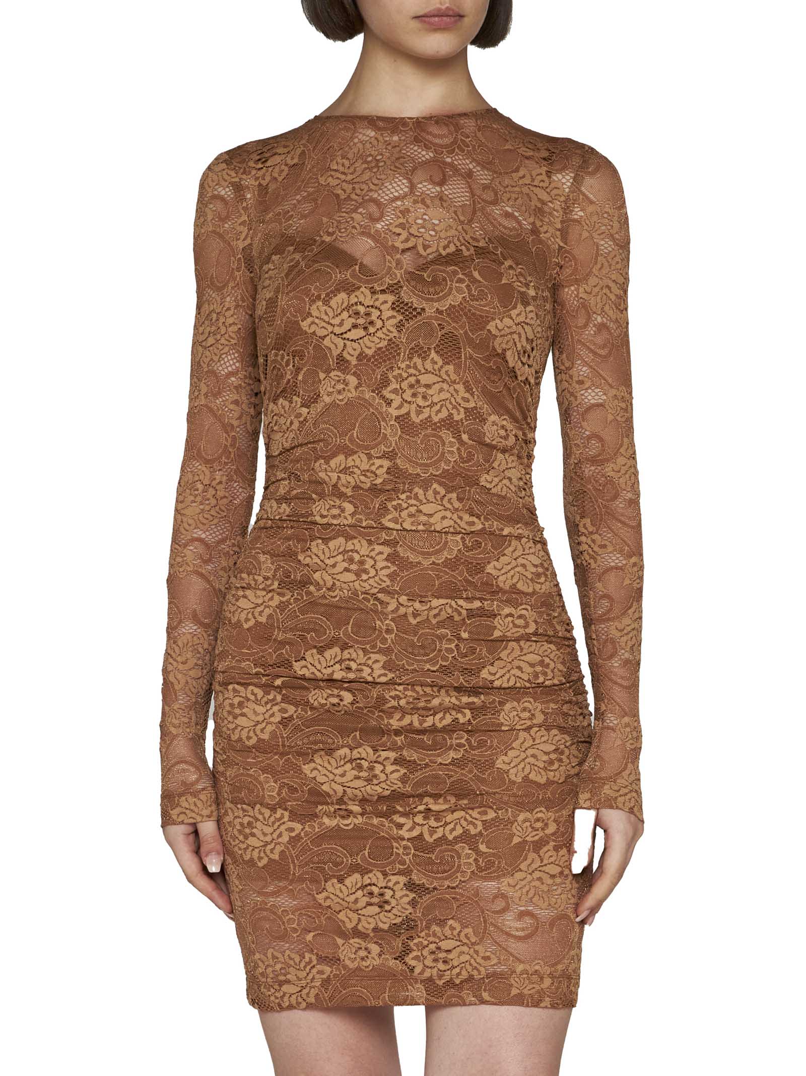 Dolce & Gabbana Lace Dress In Make Up Scuro