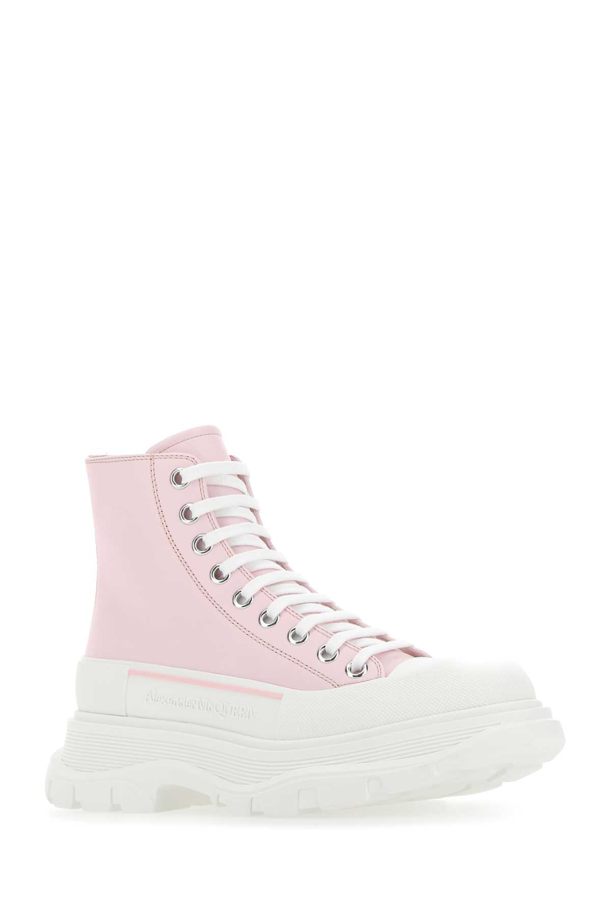 Shop Alexander Mcqueen Pastel Pink Leather Tread Slick Sneakers In 5805