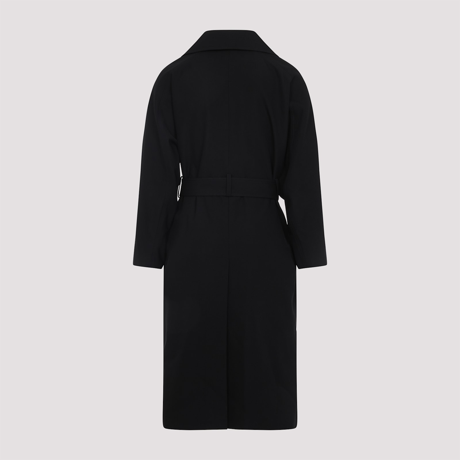 Saint Laurent Wool Coat With Central Back Slit In Black