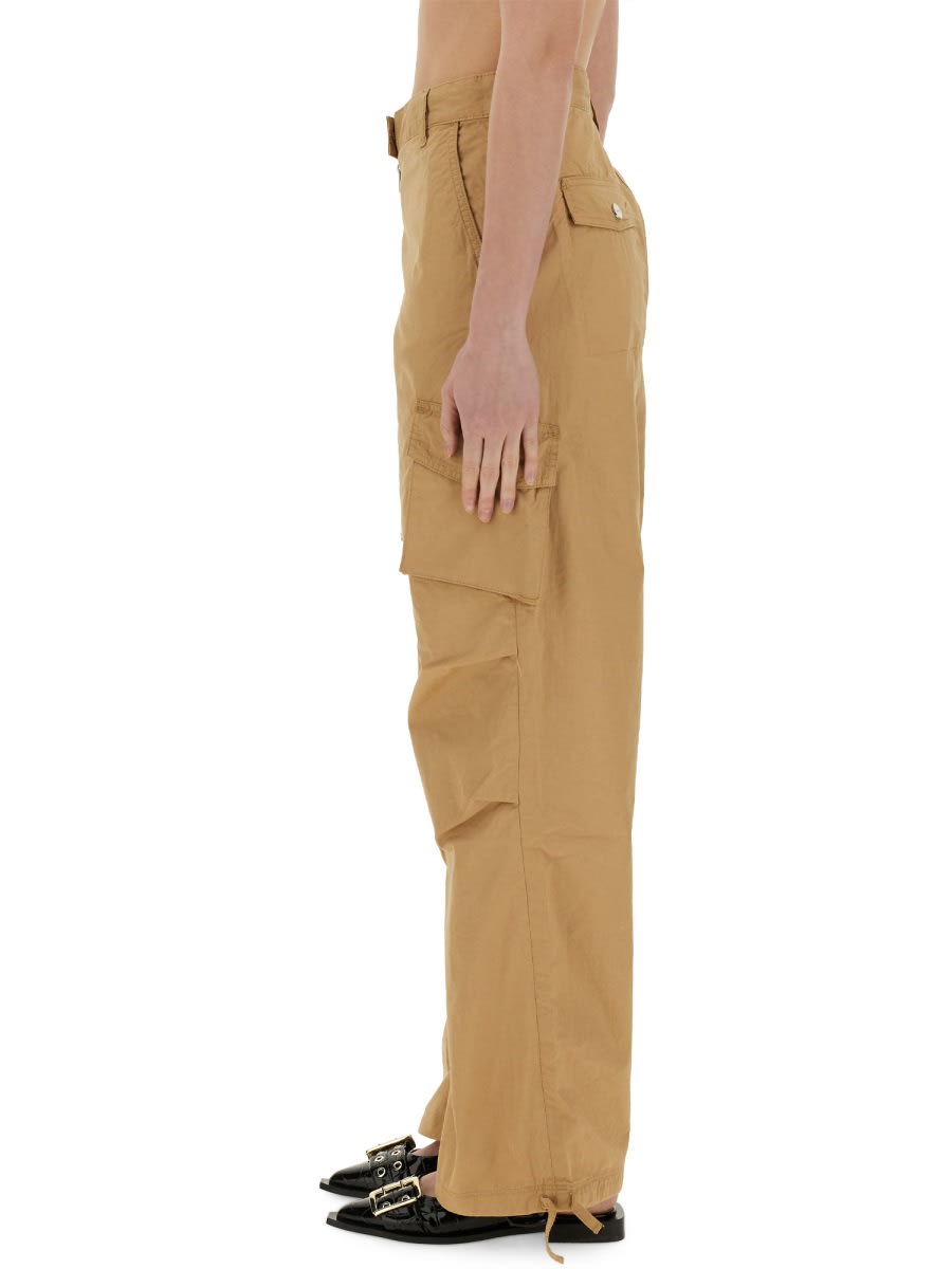 Ganni Women Cotton Twill Cargo Pants In Beige