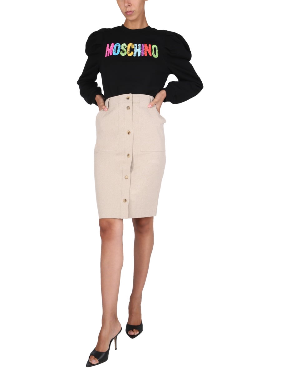 Shop Moschino Safari Skirt In Beige