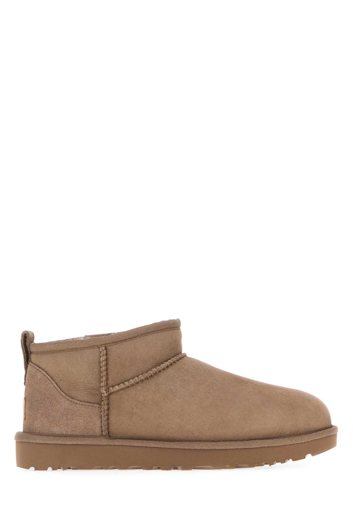 Ugg Cappuccino Suede Classic Ultra Mini Ankle Boots In Brown