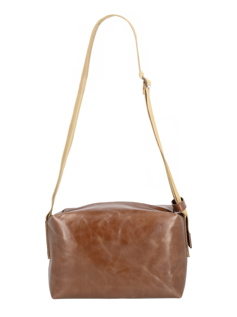 Uma Wang Rectangular Shoulder Bag Adjustable Strap In Brown