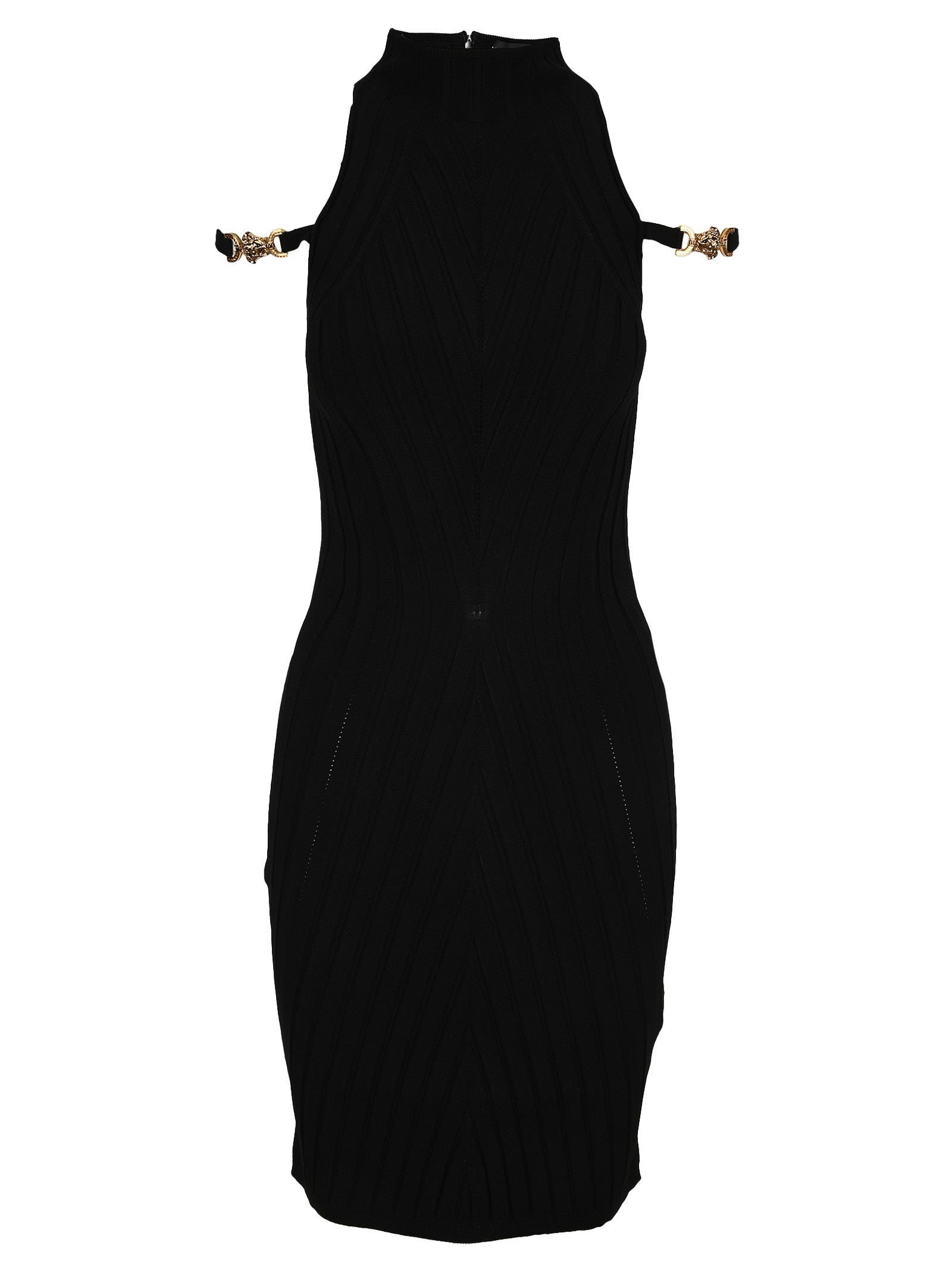 Versace - Medusa-strap Contoured Wool-blend Dress Black | Coshio Online ...