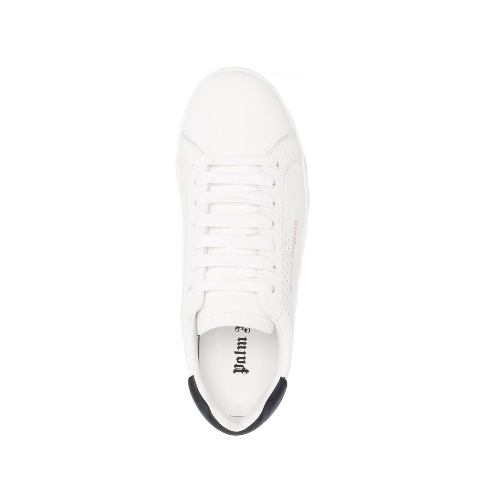 Shop Palm Angels Leather Logo Sneakers In White