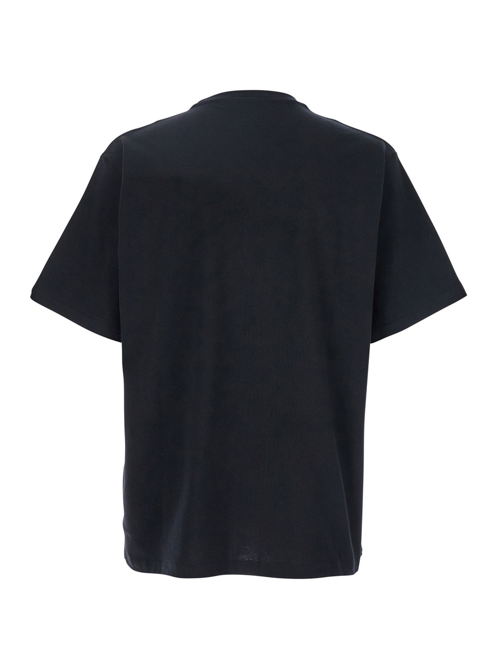 Jw Anderson Black Crewneck T-shirt With Logo Lettering Embroidery On The Front In Cotton Man In Black