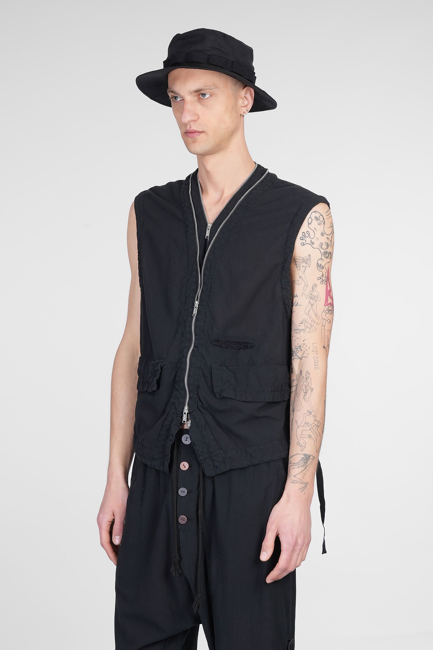Undercover Vest In Black Rayon In Black