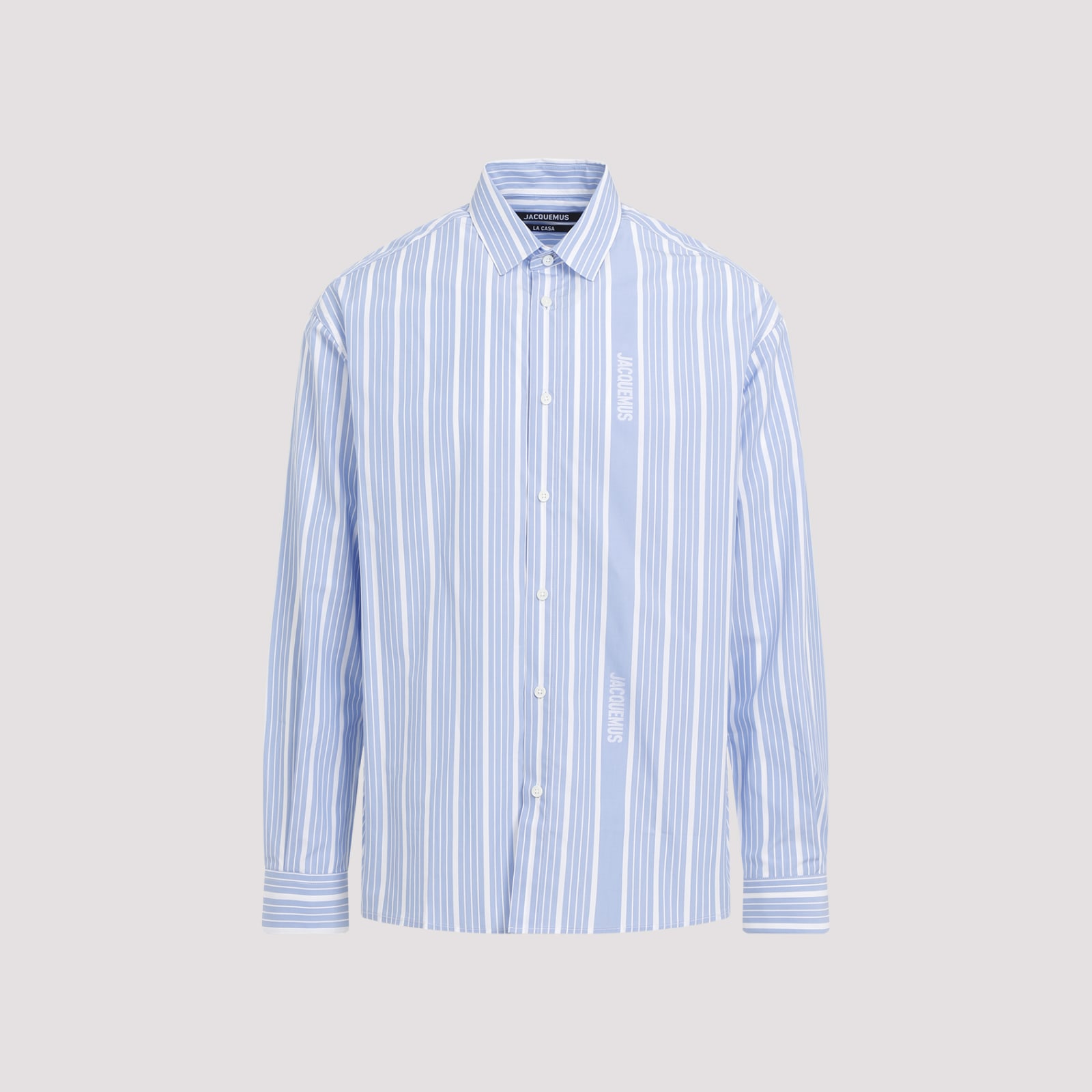 Shop Jacquemus La Chemise Simon Shirt In Gy Jacquard Business Big Log