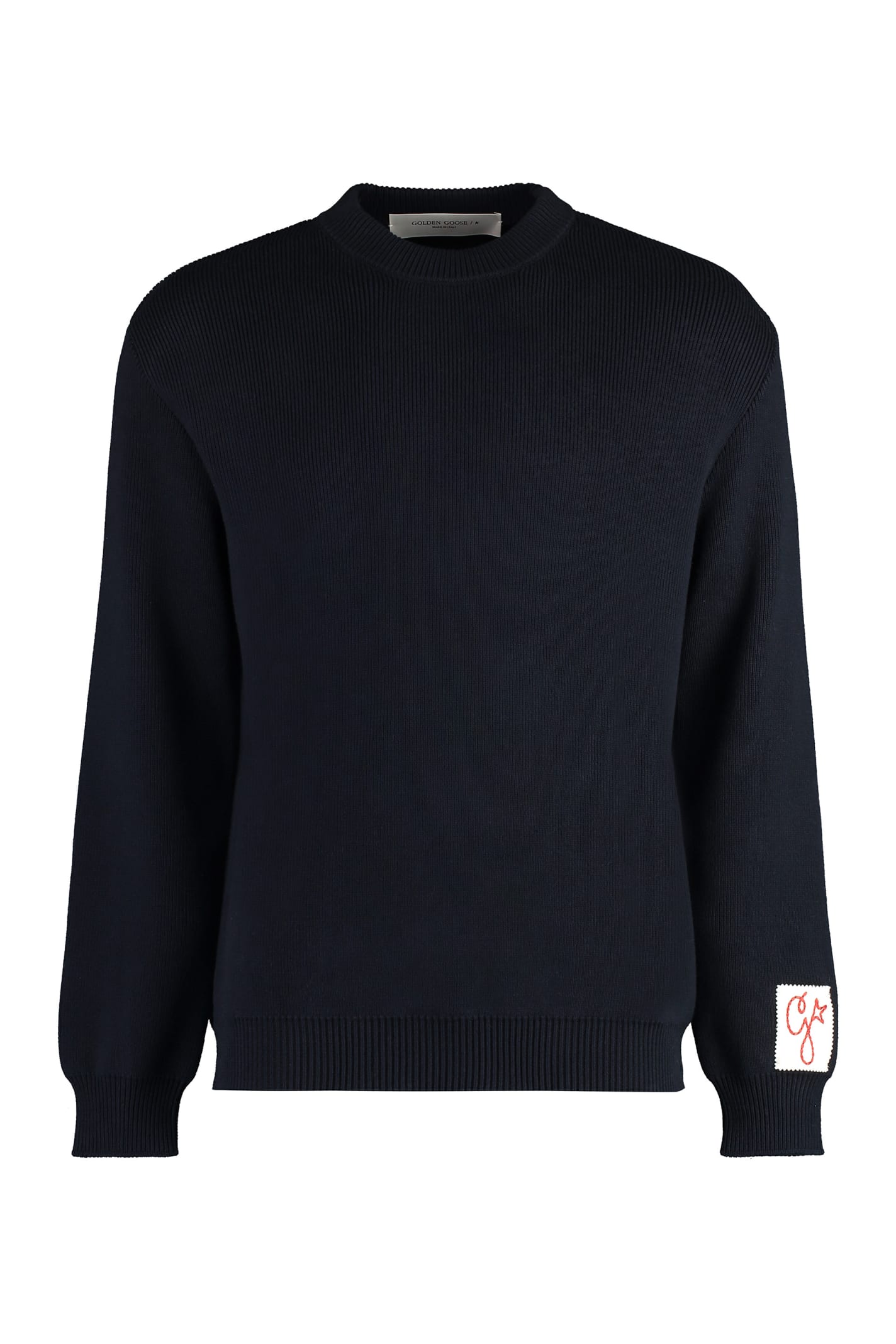 Shop Golden Goose Davis Cotton Crew-neck Sweater In Blue