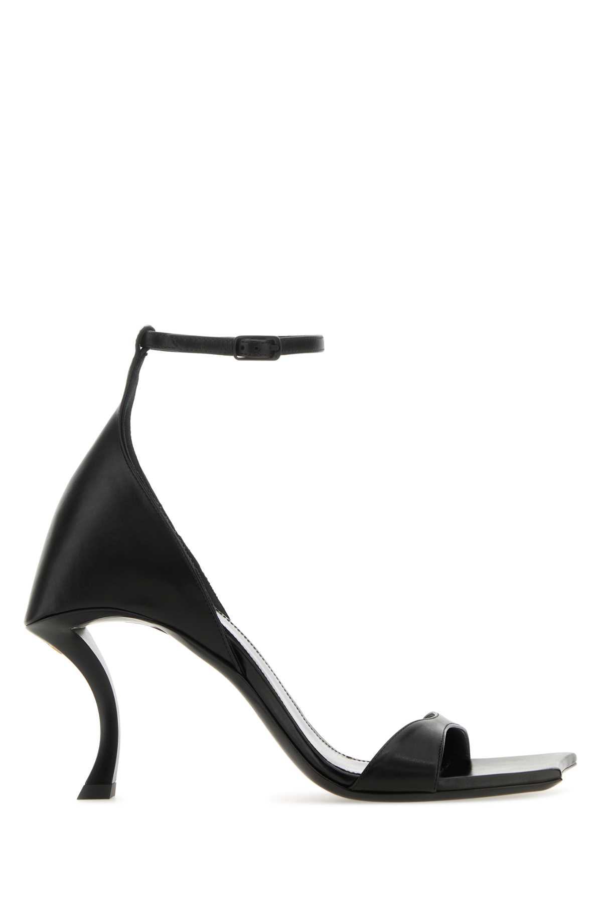 Shop Balenciaga Black Leather Hourglass Sandals