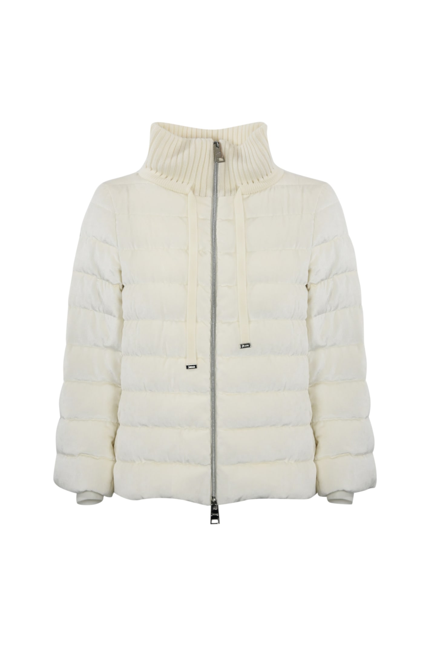 Shop Herno White Velvet Quilted Jacket In Bianco